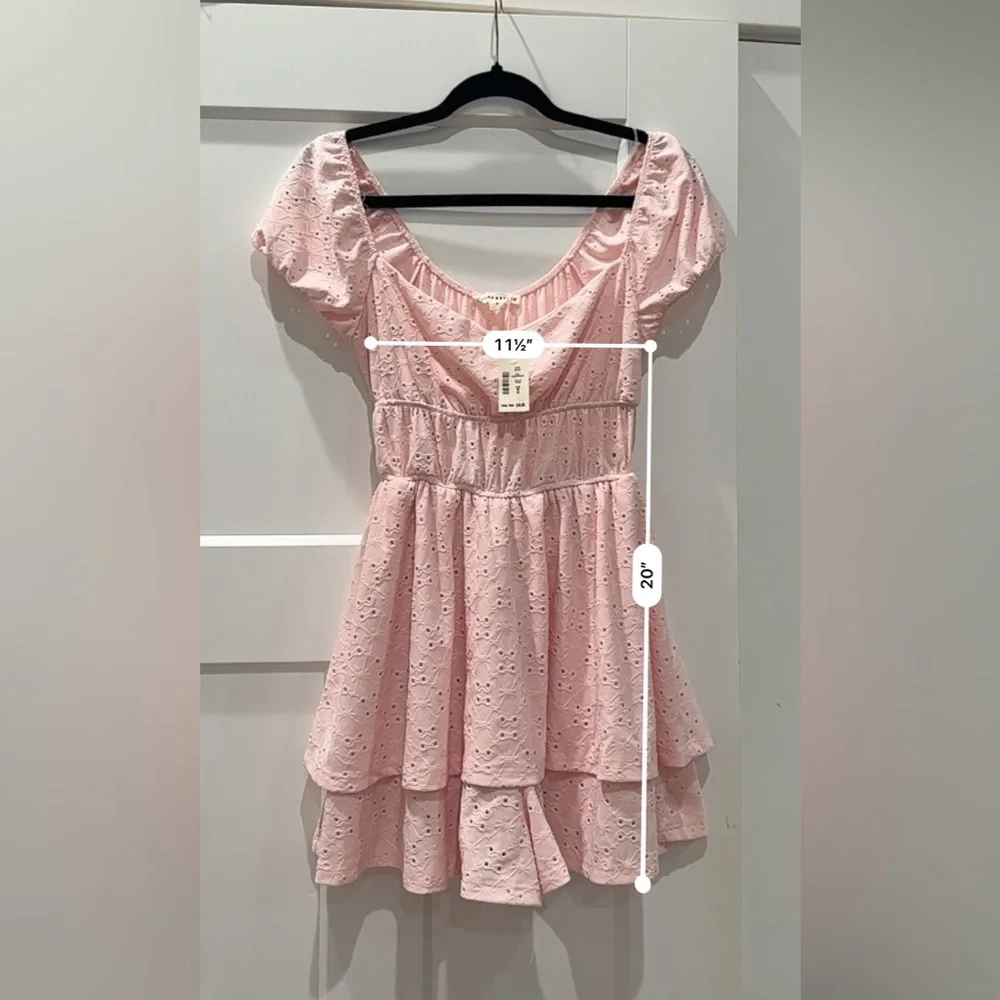 Aeropostale | NWT‎ Pink Eyelet Romper Dress  / Mini Dress- Size Small - Picture 8 of 12